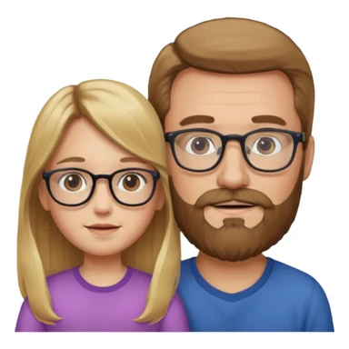 je voudrai un emoji d'un papa chatain avec une barbe chatain et de sa fille aux cheveux longs et blonds avec des lunettes sticker