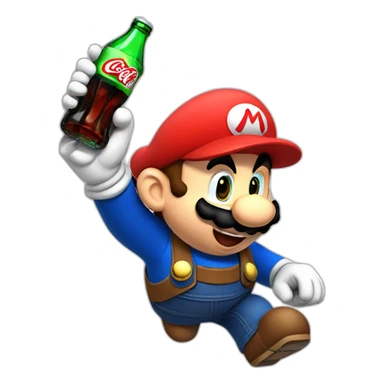 mario in a cat version drinking coca cola sticker