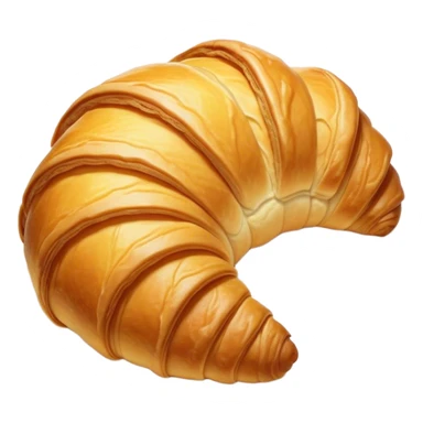 Cinematic golden croissant, perfectly flaky with crisp layers, slightly cracked to reveal buttery soft interior, warm golden glow, highly detailed and inviting. sticker