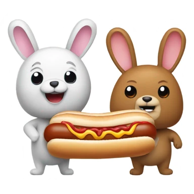A bunny and a bear with a hot dog   sticker
