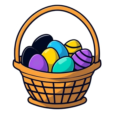 Easter basket filled with decorated eggs sticker