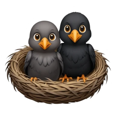 baby crow in nest sticker