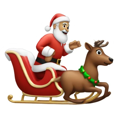 rudolf and santa sleigh sticker