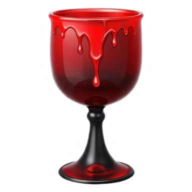 Dark gothic chalice with red liquid dripping, iOS emoji style, clean lines, high contrast sticker