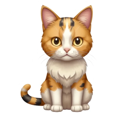 full body anxious looking colourful light calico tabby cat with hazel eyes and very patchy calico fur sticker