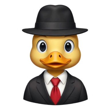 duck wearing a black red tall hat and tie  sticker