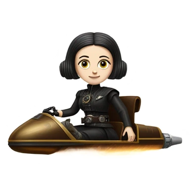 Jedi Wednesday Addams piloting a Jumpspeeder anti-gravity repulsorlift swoop steampunk  sticker