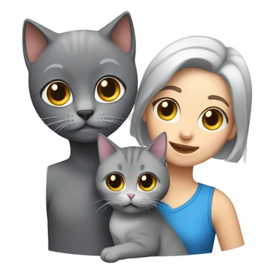 A couple with a grey british short hair cat sticker