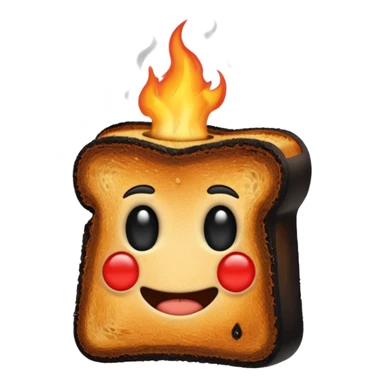 a piece of black burning toast sticker