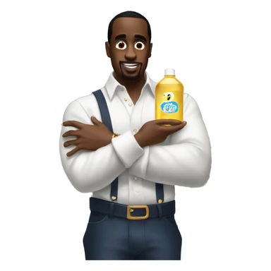P Diddy Holding a big bottle of baby oil sticker