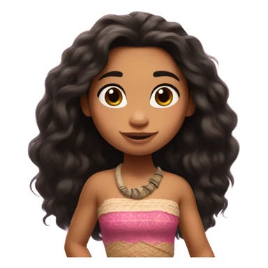 Moana from the Disney movie moana wearing pink with long hair sticker