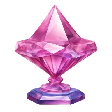 crystal sculpture Mage hat with a geometric, faceted design. The hat is standing upright on a base with angular and baroque features. The vibrant midtone tints of pastels and pink highlights the sharp edges and planes. detailed hat sticker
