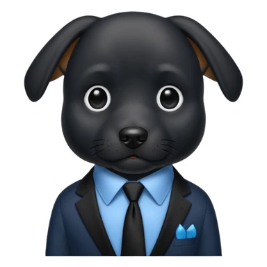 black dog with black tie,blue shirt sticker