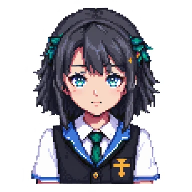 anime character in school uniform with classic anime eyes sticker
