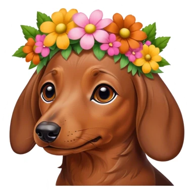 Wiener dog wearing flowers ￼ sticker