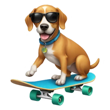 Dog riding a skateboard with sun glasses sticker