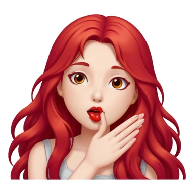 Girl long crimson hair blow kisses sticker