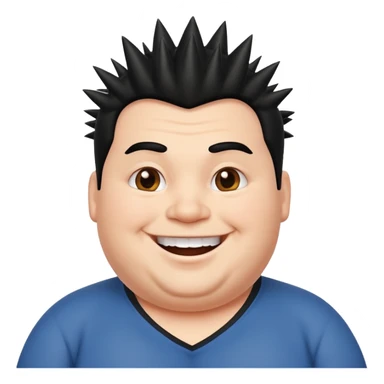 fat spiky haired happy man sticker