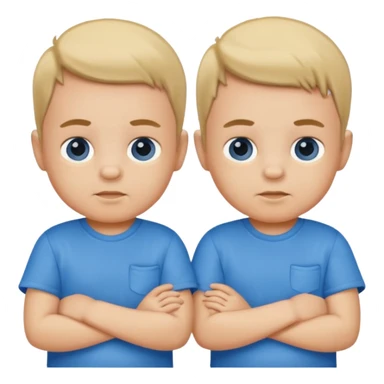 Twin baby boys with blue shirts on sticker