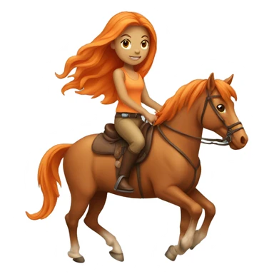 Tan girl with long orange hair riding a horse sticker
