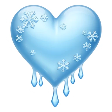 An ice blue heart with frost spidering across it and ice crystals dripping from it sticker