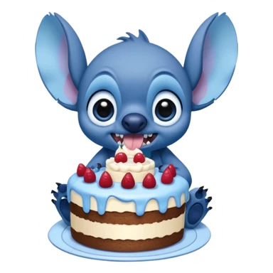Stitch eating cake sticker