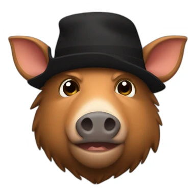 fullface brown boar tired of life with a black winter hat sticker