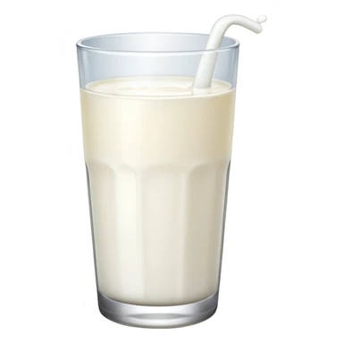 the drink is only milk white, The bottom and mouth of the glass are the same width and thin a toll, There is only white liquid inside, photo realistic, like a third from left sticker