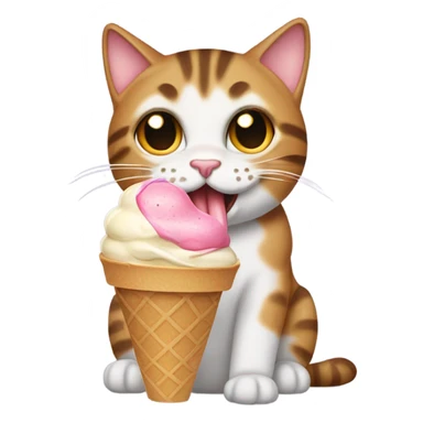 Tabby Cat eating ice cream sticker