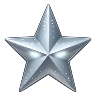 Sparkly glittery gray star y2k 3d icon, transparent background  sticker