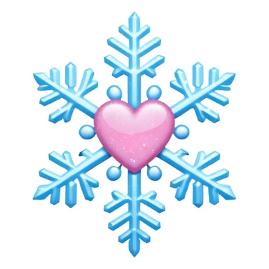 snowflake pink heart color white baby blue and pink glitter glow basic realist sticker