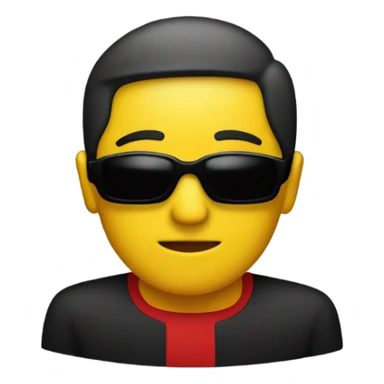 a black and red rectangle with a medium-sized yellow circle in the middle  sticker