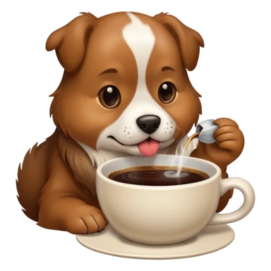 A Dog making love to a cup of coffee sticker