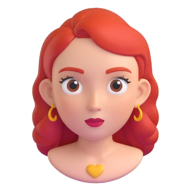 girl with red hair and four eyebrows, 3d emoji style sticker