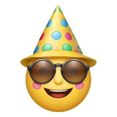 smiling face emoji with party hat and sunglasses sticker