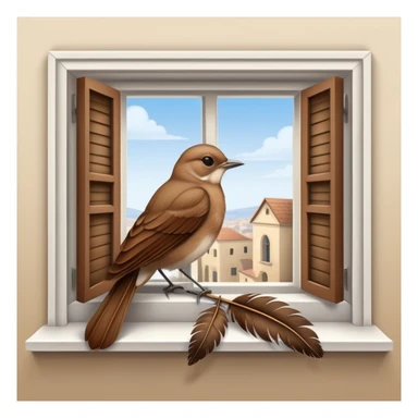 nightingale on open window sill sticker