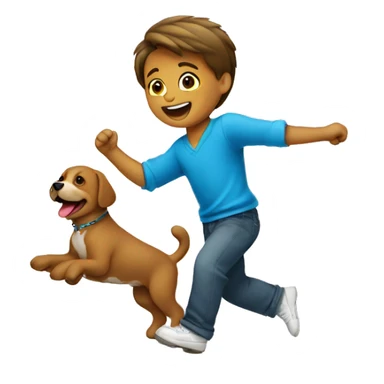 Niño feliz bailando, con un perrito sticker