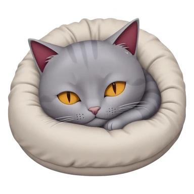 Un chat gris  en train de dormir dans un nid qui est Bordeaux  sticker