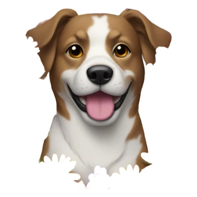 Dog with flowers sticker