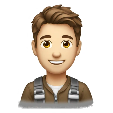 Young design engineer, brown hair, good smile sticker