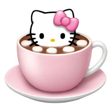 Aesthetic Hello kitty emoji with a cup of hot chocolate with marshmallows  sticker