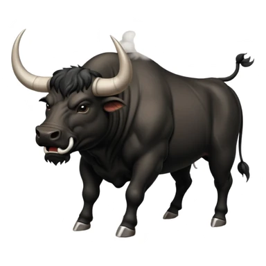 angry black bull pawing the ground with dust clouds sticker
