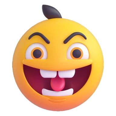 crazy emoji with exaggerated facial expression, crossed eyes, wide open mouth, playful and energetic, shiny finish, front facing sticker