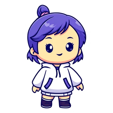 Cute female figurine in designer toy style, colorful, smooth plastic appearance, chibi proportions sticker