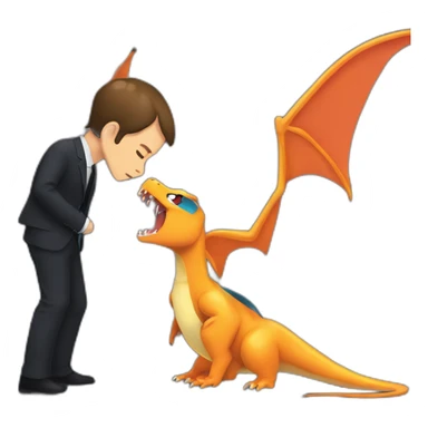 Emmanuel Macron kissing charizard sticker