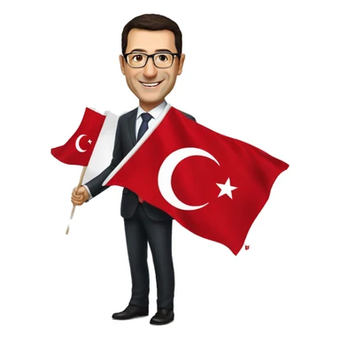 ekrem imamoglu hold turkish flag sticker