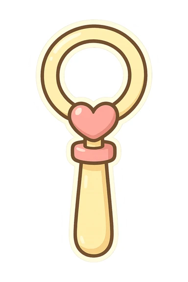 chibi sticker-style bubble wand with a heart accent, cute and exaggerated sticker