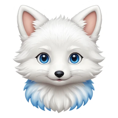 a white baby fox with blue eyes emoji sticker
