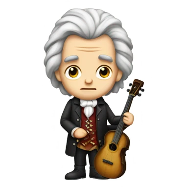 Chibi Beethoven older standing frown banjo sticker