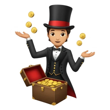 Magician with top hat,Street Performers,background street setup, with coins box, foot path view. sticker